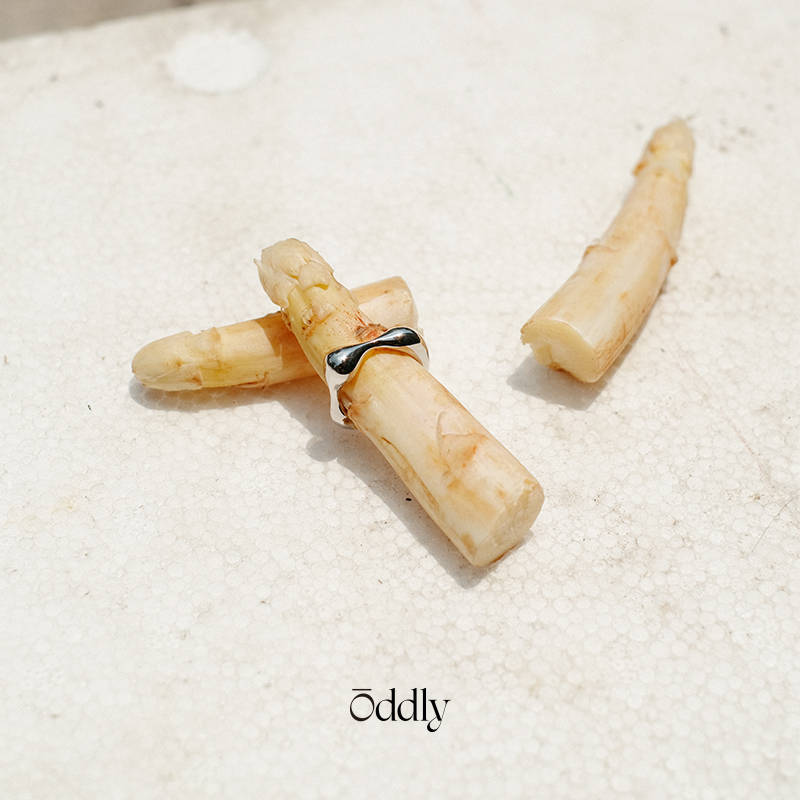 oddly镀白金原创设计水波戒指