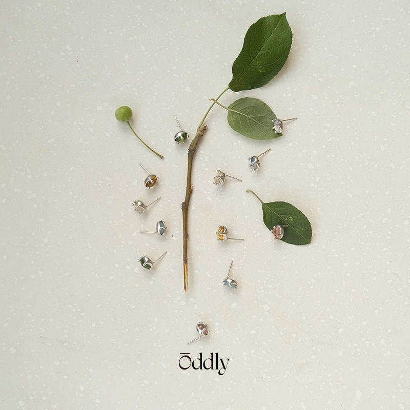 oddly Hard Candy硬糖宝石耳钉女小众设计感气质轻奢耳饰纯银耳针