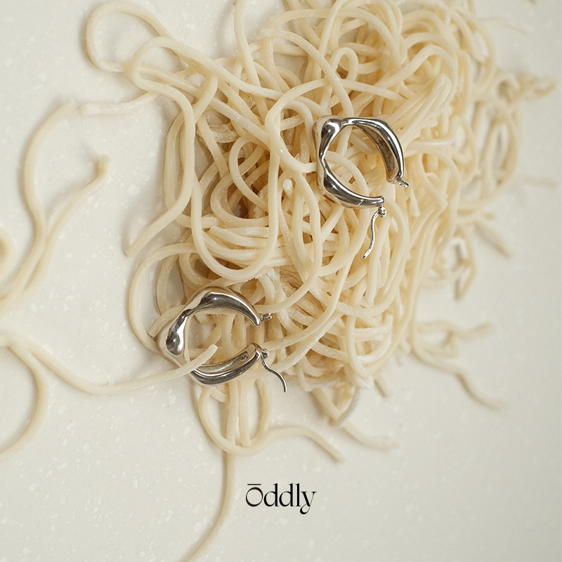 oddly原创设计水波耳圈镀白金