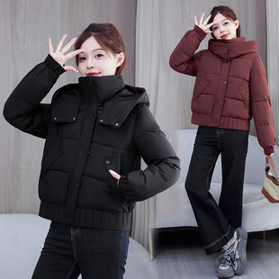 黑色羽绒棉服女2025冬季新款小个子短款中戏加厚棉袄外套面包服潮
