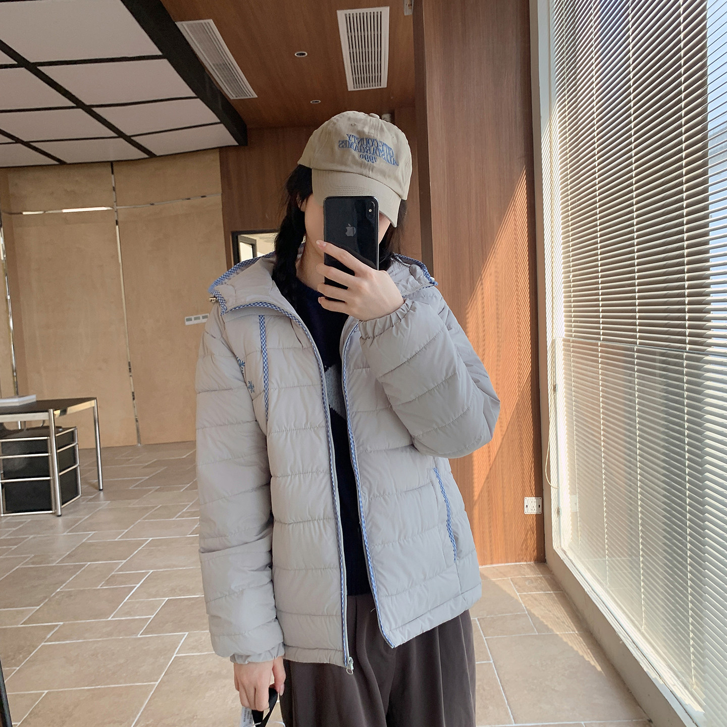 冬季加厚连帽保暖棉衣女款