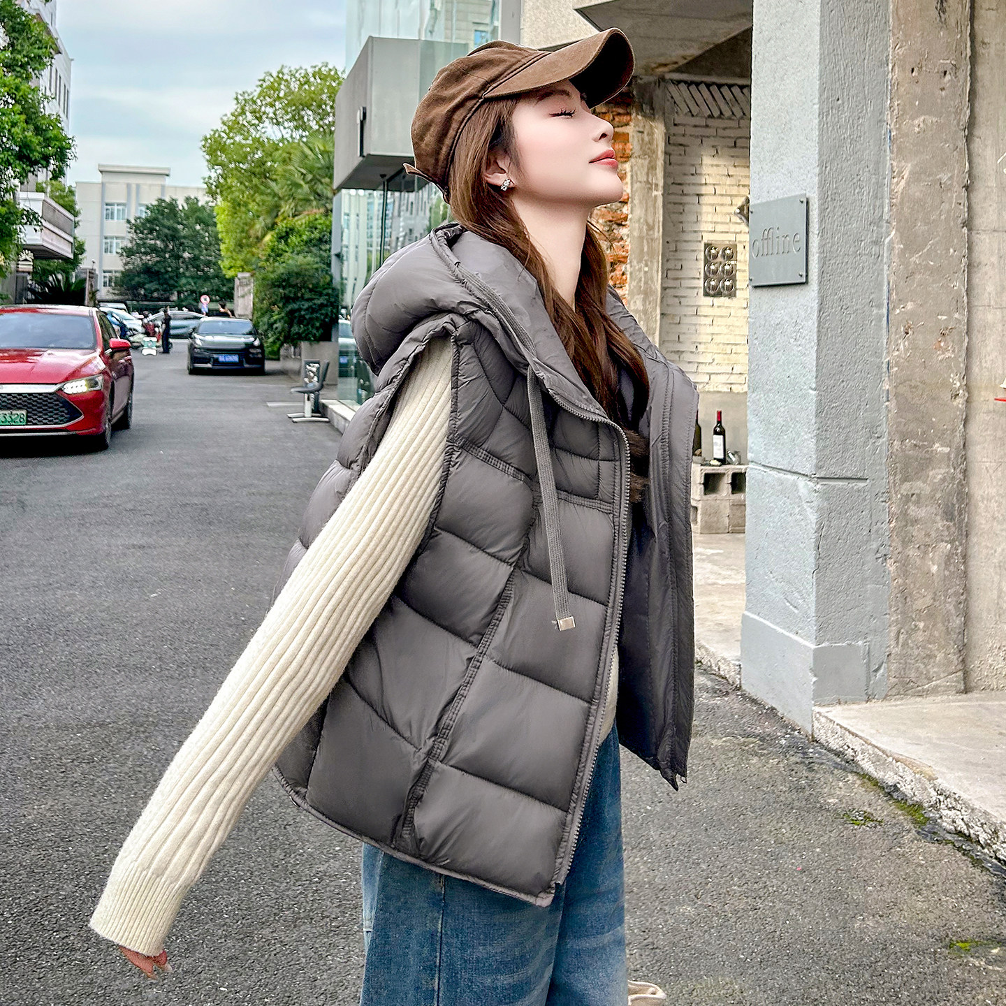 2026新款女秋冬连帽轻薄棉马甲