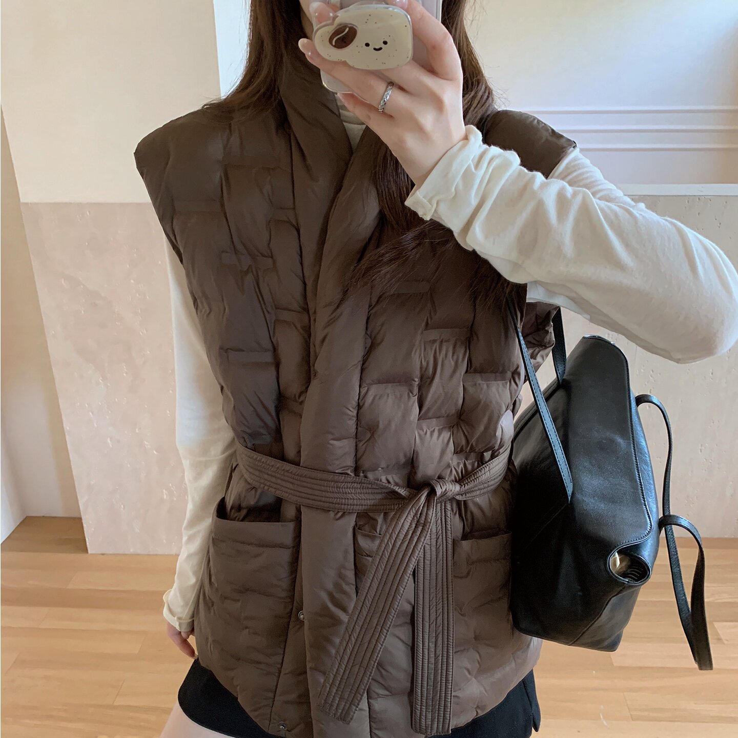 秋冬立领收腰显瘦叠穿棉马甲女