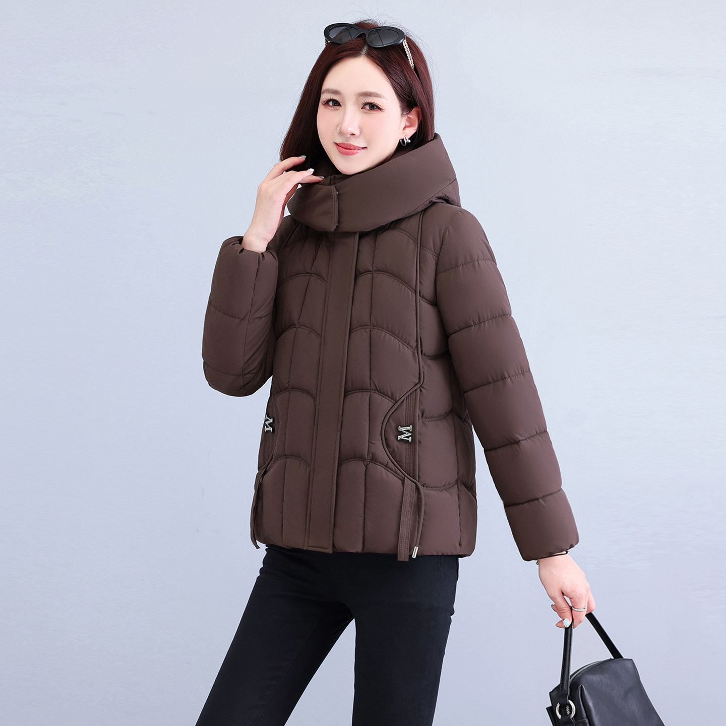 冬季新款可拆帽加厚显瘦女棉服
