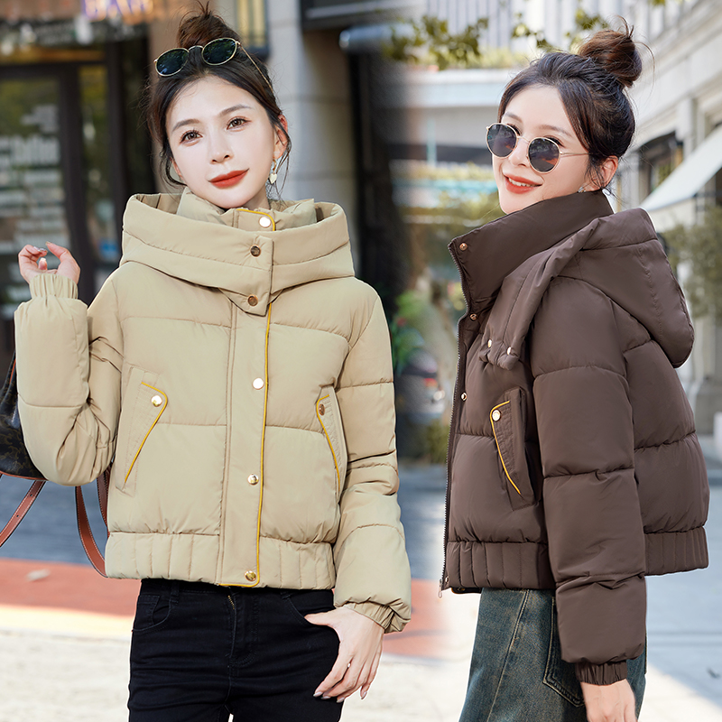 2025新款羽绒棉衣立领连帽短款宽松加厚面包服小个子女外套秋冬款