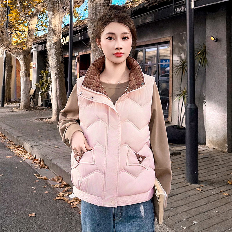 秋冬立领加厚夹棉女棉马甲新款