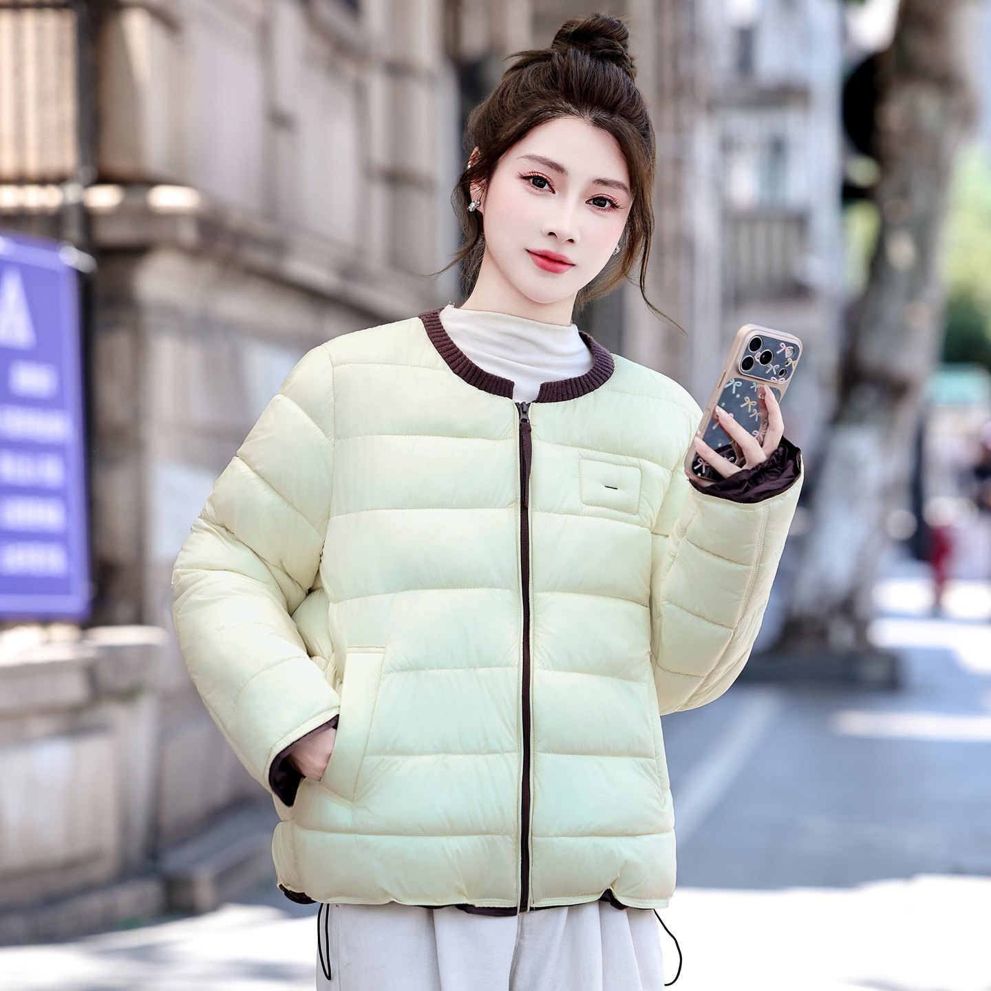 韩系短款加绒加厚显瘦女棉服
