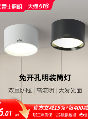 雷士照明led筒灯防雾孔灯客厅过道灯服装店走廊家用吊顶明装筒灯