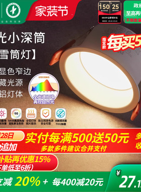 雷士照明嵌入式防眩筒灯射灯窄边过道灯深杯客厅无主灯天花灯米雪