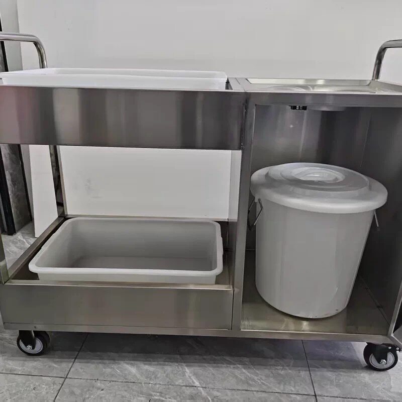 商用不锈钢收残车食堂饭店收餐车餐具收集车泔水车厨余垃圾收残台