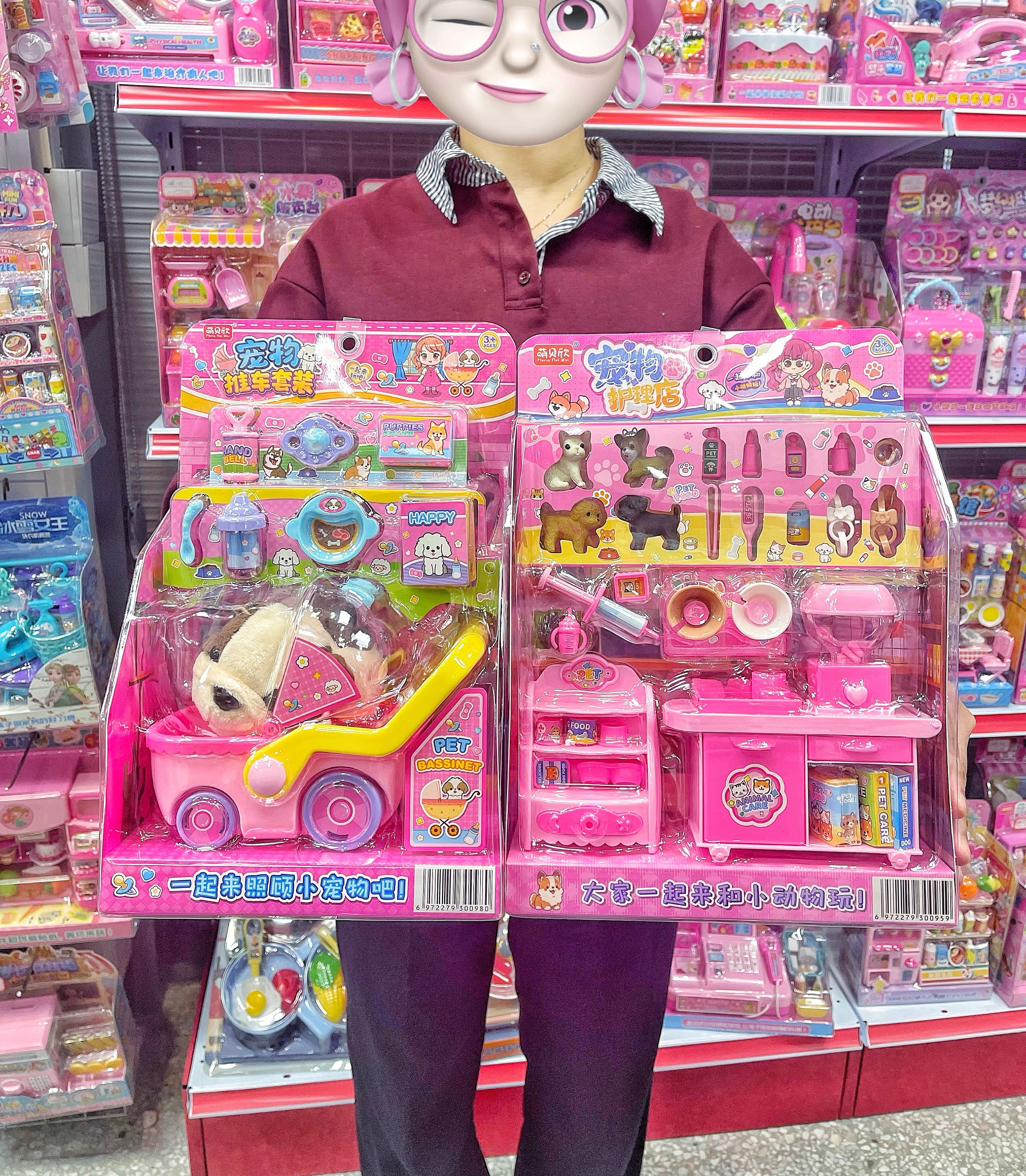儿童过家家宠物小推车玩具狗狗萌宠女孩仿真宠物护理店玩具