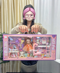 女孩公主洋娃娃过家家卧室双层儿童床精致梳妆台装扮玩具套装