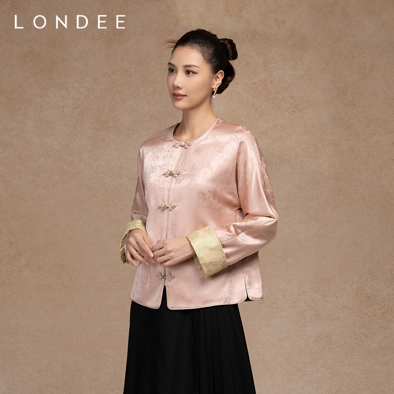 Londee/龙笛新中式减龄款桃粉上衣国风高级提花盘扣外套女4T25172,女装/女士精品,上衣,淘宝优惠券,粉丝福利购,淘宝优惠卷