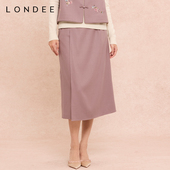 Londee 龙笛早春淡雅紫羊毛半身裙新中式 简约百搭中长裙子6S23167