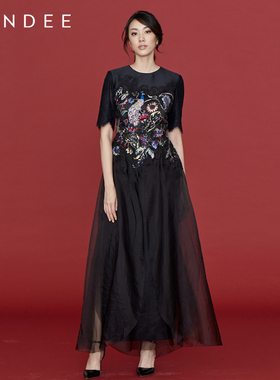 Londee/龙笛春夏款蕾丝花边拼接旗袍礼服9S26651