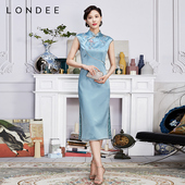 Londee 龙笛新中式 缎面绣花中国风改良旗袍气质显瘦长裙女3S21295