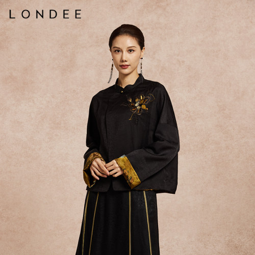 Londee/龙笛新中式立领刺绣上衣盘扣设计百搭外套6T25256