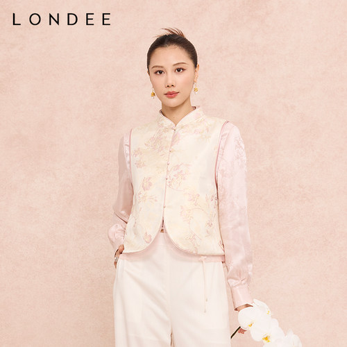 Londee/龙笛新中式无袖外穿马甲国风春夏玉兰花马夹背心D26S67291