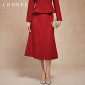 不含上衣 Londee 龙笛秋冬羊毛高级感新年红色半身裙 5T23168