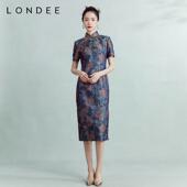 Londee 龙笛新中式 国风真丝连衣裙复古高端桑蚕丝旗袍裙3T21298