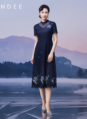 Londee/龙笛素雅改良连衣裙绣花高级感中长裙2T26564