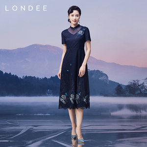 Londee/龙笛素雅改良连衣裙绣花高级感中长裙2T26564