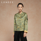 Londee 提花缎面上衣国风复古盘扣高级感外套女5T25270 龙笛新中式