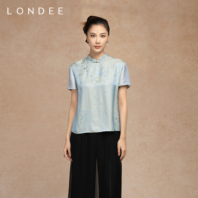 Londee/龙笛新中式盘扣衬衫2025新款国风宽松显瘦上衣衬衣5S22267