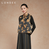 Londee 龙笛金蝶牡丹提花新中式 马夹国风高级感坎肩马甲女5T27273