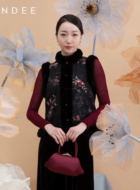 Londee/龙笛新中式优雅秋冬毛领马夹保暖棉背心国风厚马甲4T27151