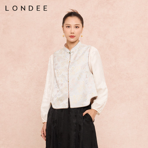 Londee/龙笛新中式国风高端马甲提花无袖坎肩背心气质马夹6S67290