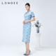 Londee 龙笛春夏新中式 优雅改良旗袍文艺桑蚕丝连衣裙日常4S21273