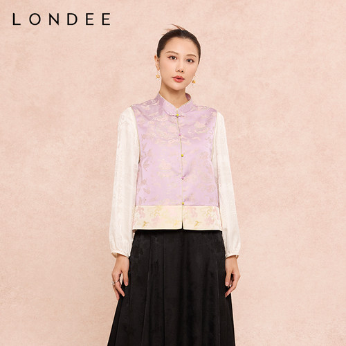 Londee/龙笛紫彩金新中式高级感提花马甲国风外穿背心马夹6S67292