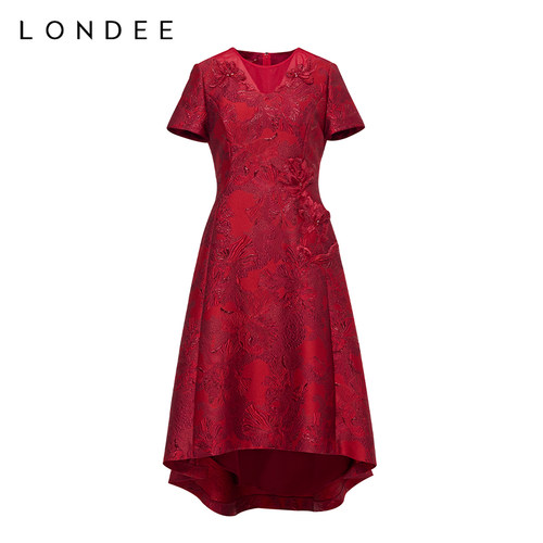 Londee/龙笛【孤品】红色结婚敬酒服宴会礼服裙优雅连衣裙5PS39NP