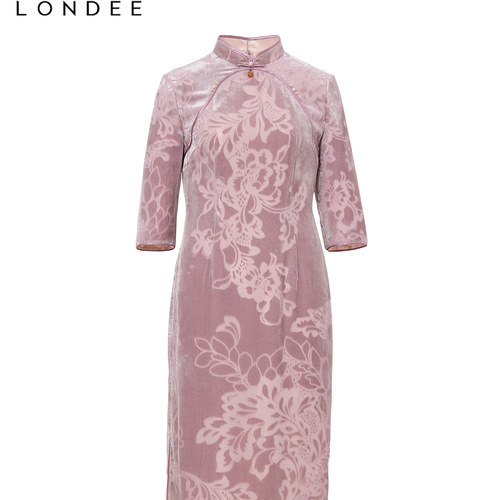 Londee/龙笛【孤品】新中式女立领中袖连衣裙优雅旗袍礼服2PW199Y