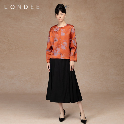 Londee/龙笛高端醋纤缎面上衣新款女装新中式国风盘扣外套5S25271