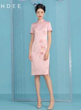 Londee/龙笛春夏款优雅复古花纹修身礼服旗袍3S21179