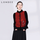 Londee 龙笛新中式 绣花毛领马夹秋冬保暖高端气质红色马甲4T27172