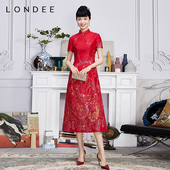Londee 龙笛红色新中式 高级感结婚宴会聚会礼服气质旗袍3S26598
