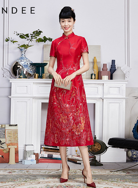 Londee/龙笛红色新中式高级感结婚宴会聚会礼服气质旗袍3S26598