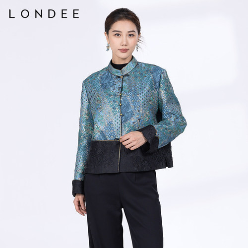 Londee/龙笛春秋新中式高端重工外套国风立领提花盘扣上衣4T25278