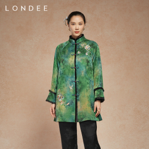 Londee/龙笛馥雅绿新中式加厚棉服高级面料国风保暖长外套5T25080
