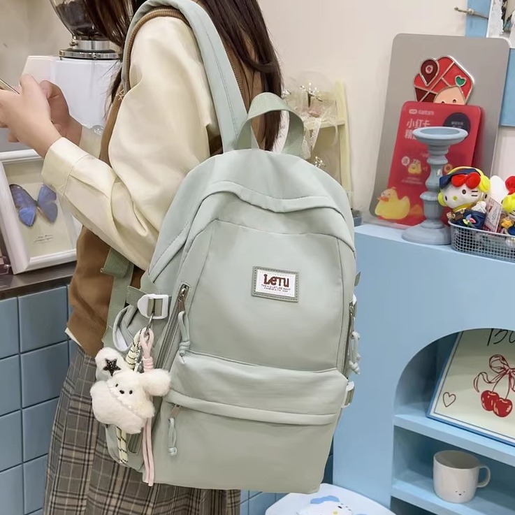 日系简约百搭双肩包女生初中高中学生上课书包大容量电脑背包男潮