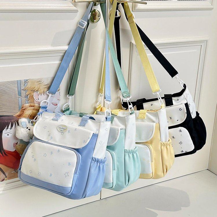 日系ins撞色背包学生手提袋补习袋少女斜挎包初中生大容量上课包,箱包皮具/热销女包/男包,通用款女包,淘宝优惠券,粉丝福利购,淘宝优惠卷