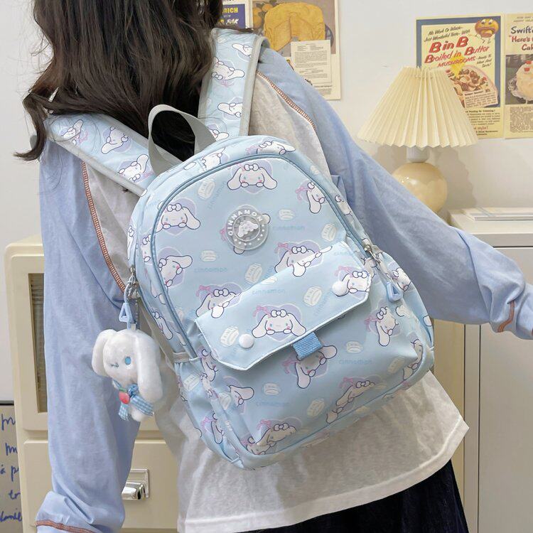 2024夏季新款双肩背包黑色库洛米黄色kitty猫蓝色玉桂狗拉链粉色k