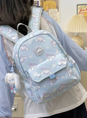 2024夏季新款双肩背包黑色库洛米黄色kitty猫蓝色玉桂狗拉链粉色k