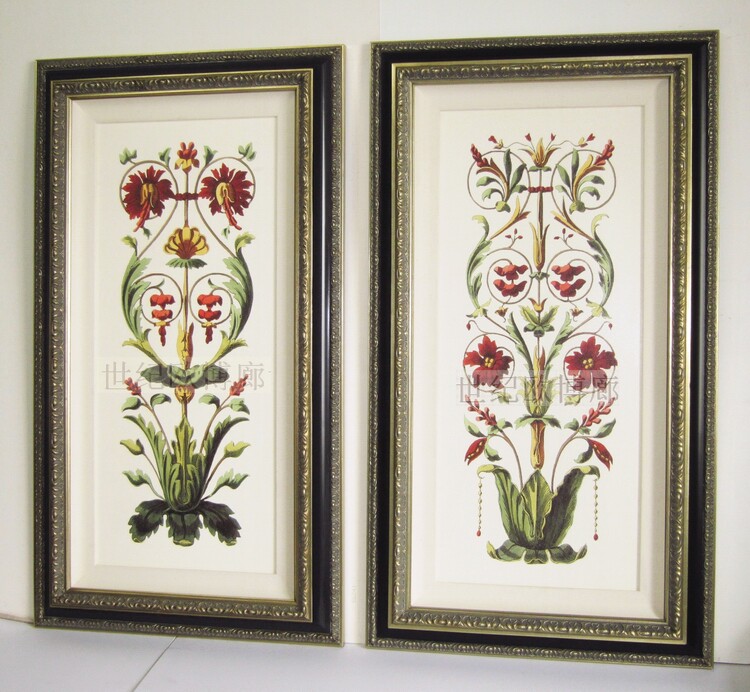 纯进口原版画芯经销商美式英式法式玄关巴洛克卷叶花纹