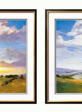 纯进口原版画芯简美式家hary*borh*ouse抽象装饰画金色地平线