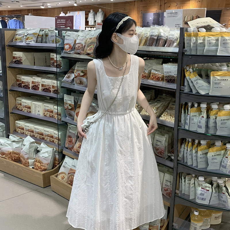 白色吊带连衣裙少女夏装20图片