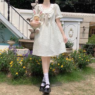 森女日系部落学院风小个子蝴蝶结连衣裙女夏季学生甜美显瘦中长裙